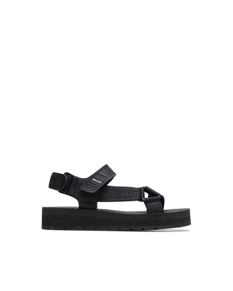 prada sport nylon band strap sandals|Black Sporty nylon band strap sandals .